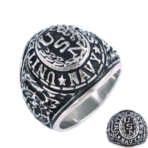 Stainless steel jewelry ring carved word Navy Military ring SWR0065 - Click Image to Close